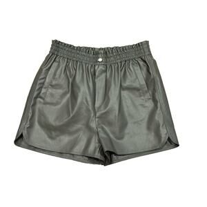 Altar’d State Gray Olive Faux Leather High Rise Shorts Size M -‎ Elastic Waist